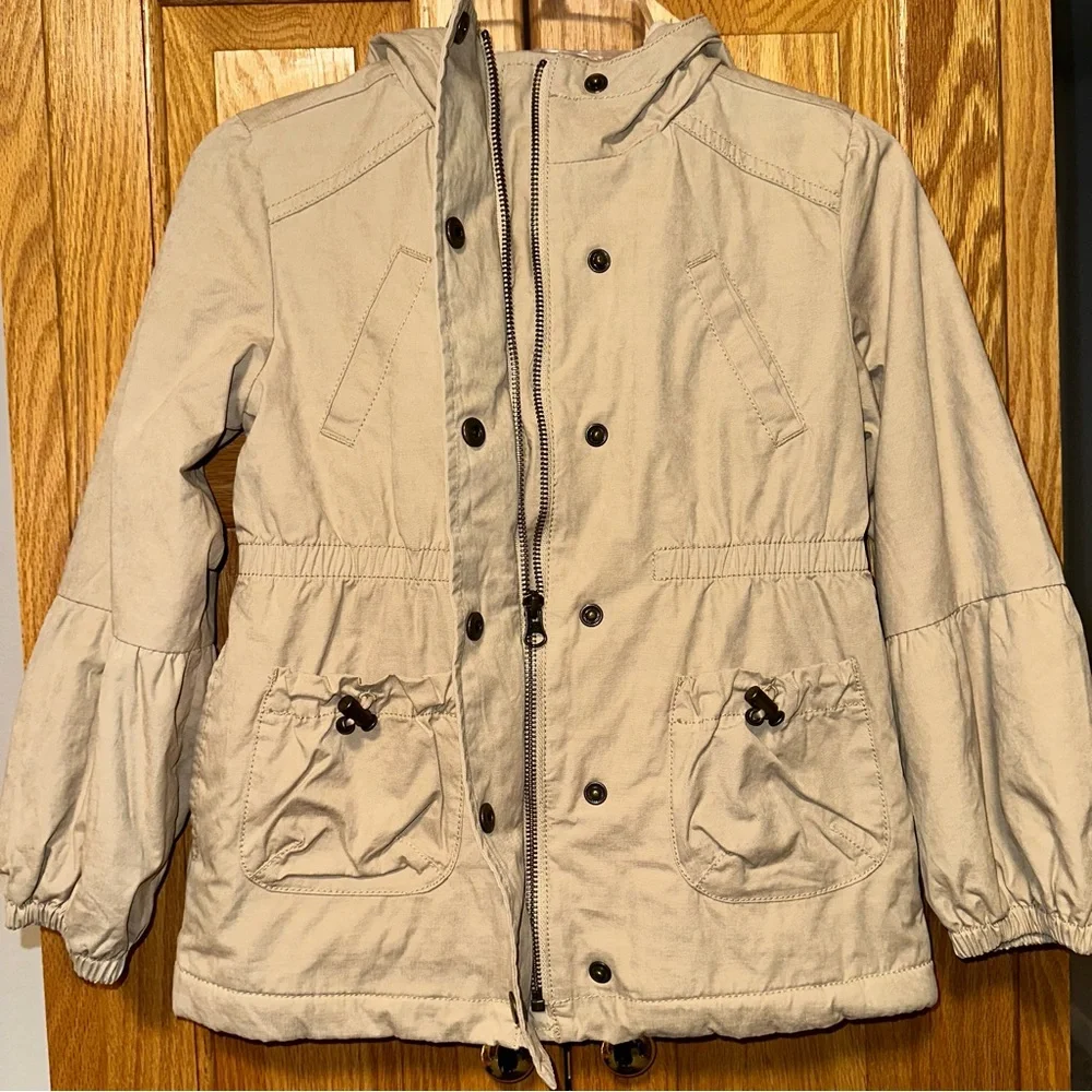 NWOT GapKids Beige Hooded Jacket Coat with Pockets size S (6-7)